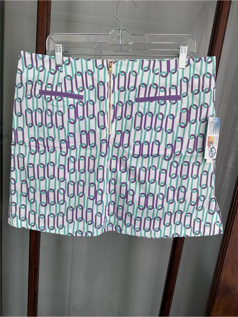 NWT Fairway Fox Womens Purple Print Golf Skirt‎ Size 14 Coolmax Jen Skort Preppy
